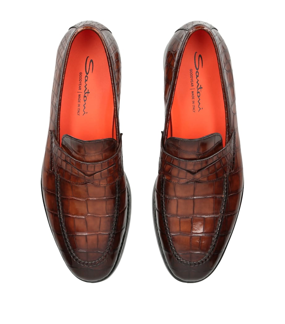 Crocodile Leather Carlos Penny Loafers