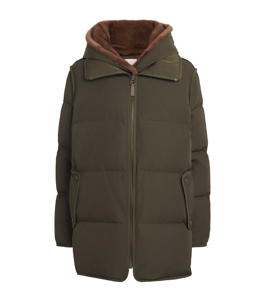 Green Down-Mink Technical Puffer Jacket (76cm)