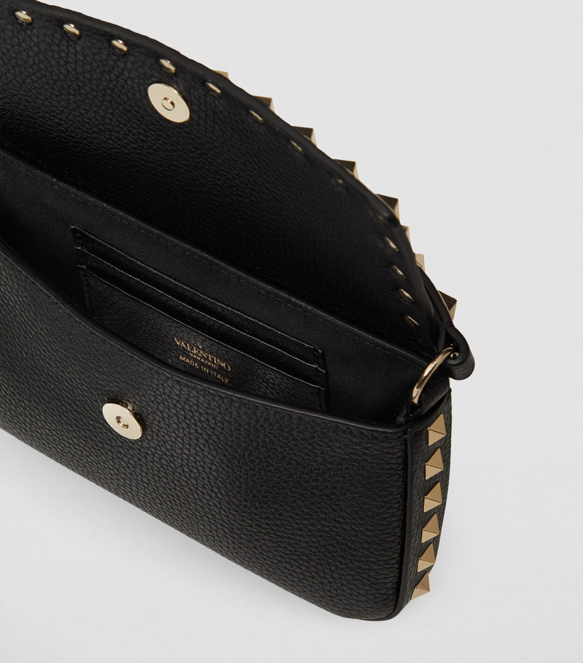 Valentino Garavani Black Leather Rockstud Cross-Body Pouch