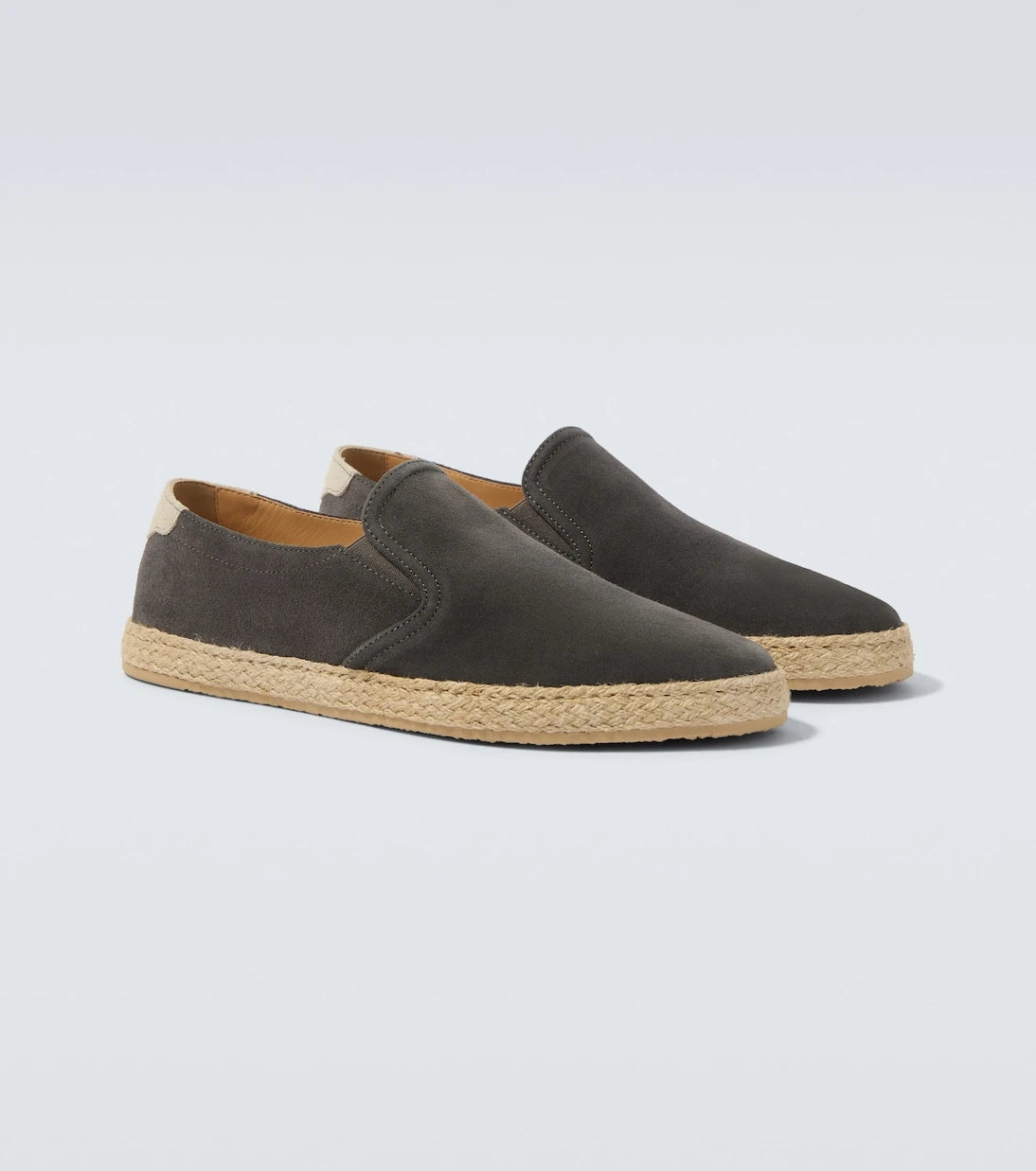 Brunello Cucinelli - Jute-trimmed suede slip-on shoes