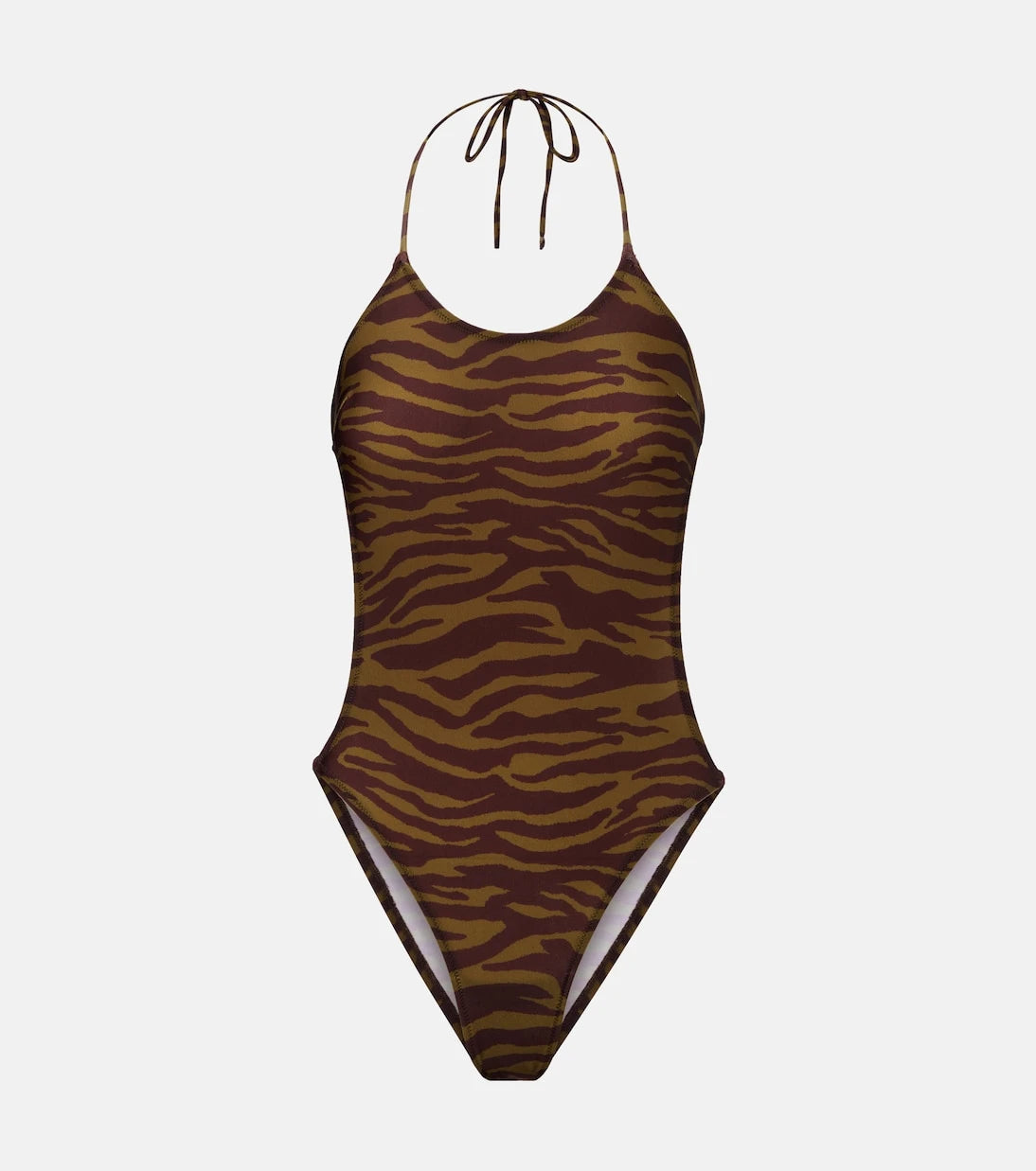 The Attico - Zebra-print halterneck swimsuit