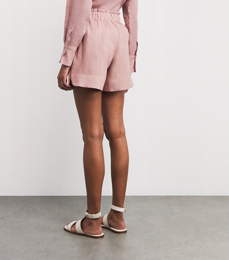 Neutral Linen Drawstring Shorts