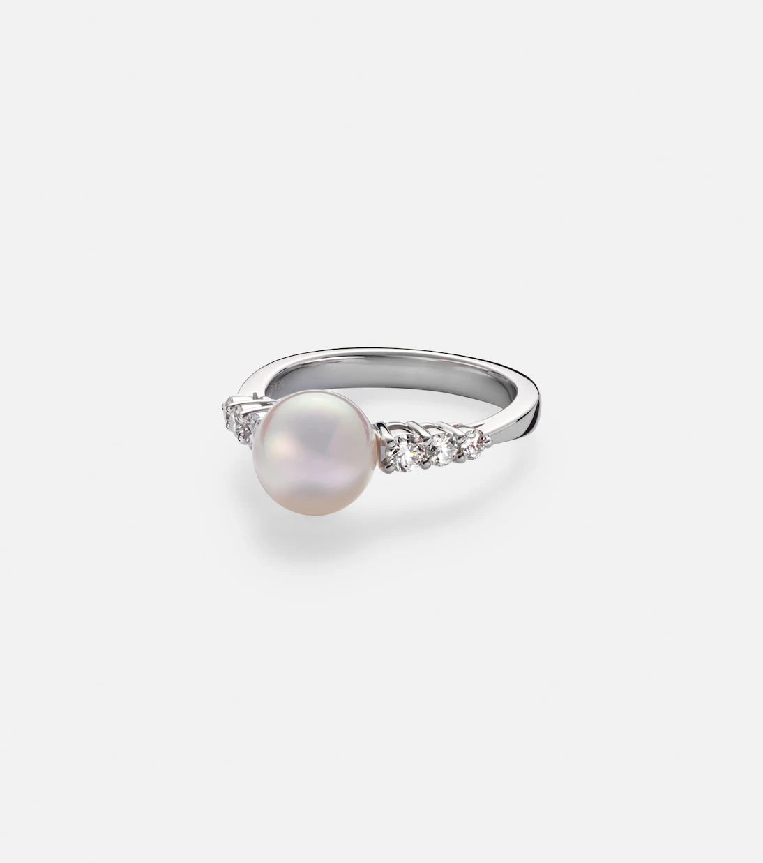 Mikimoto - İncili ve Pırlantalı 18 ayar beyaz altın yüzük