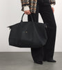 Black Nylon Overnight Tote Bag