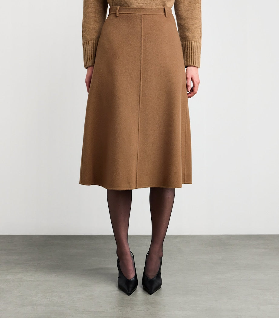 Max Mara Beige Virgin Wool Midi Skirt