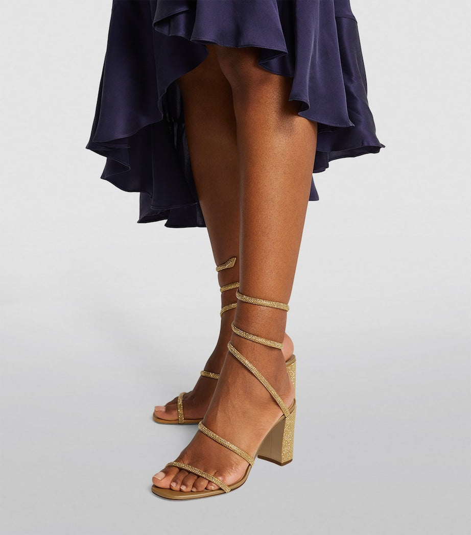 René Caovilla Gold Embellished Cleo Sandals 80