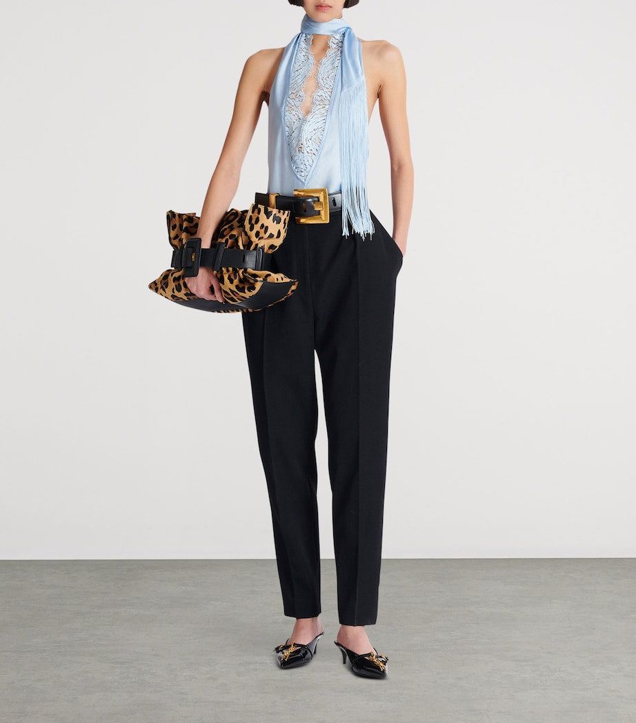 Blue Silk Backless Top