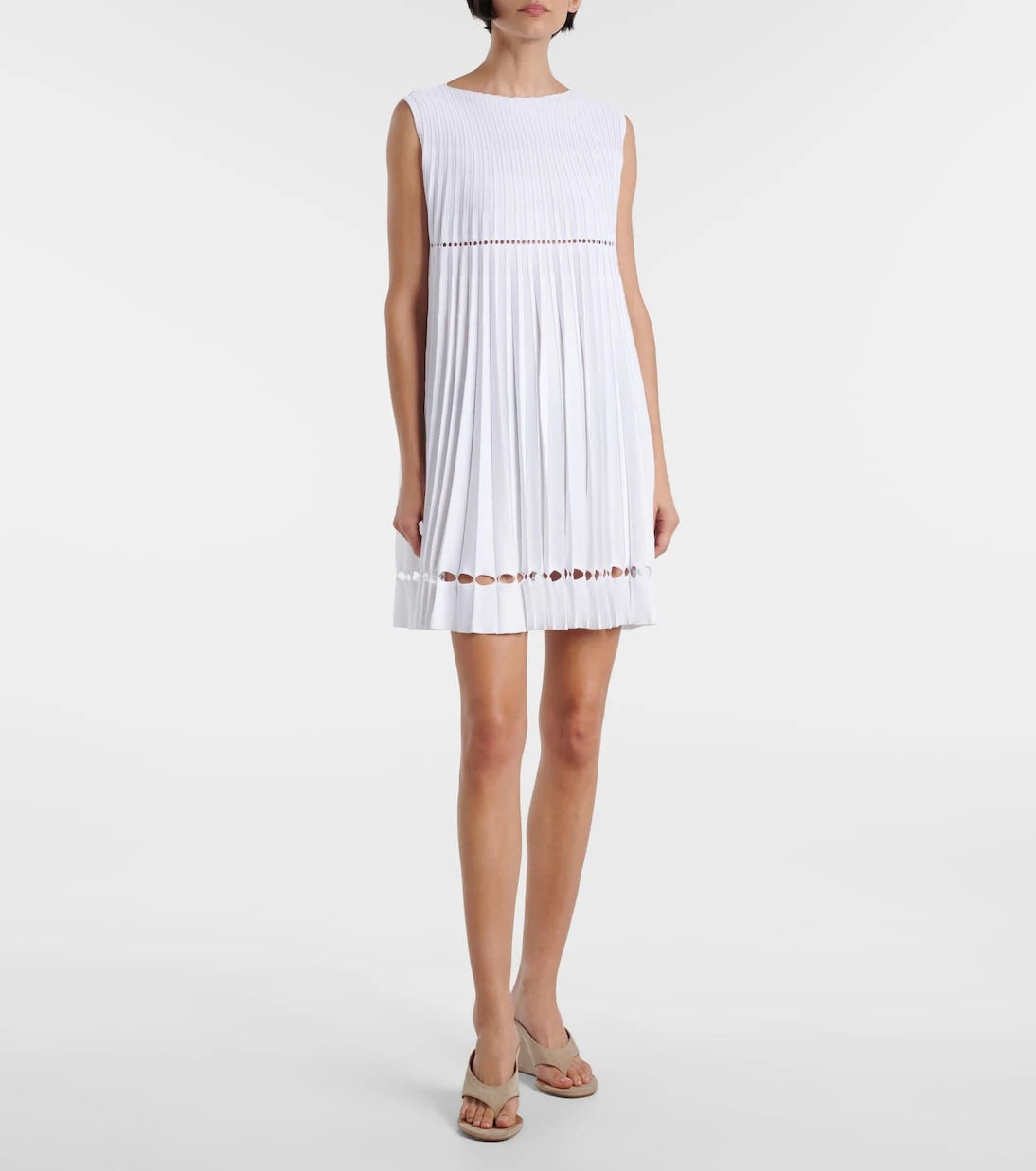 Alaïa - Plissé pointelle minidress