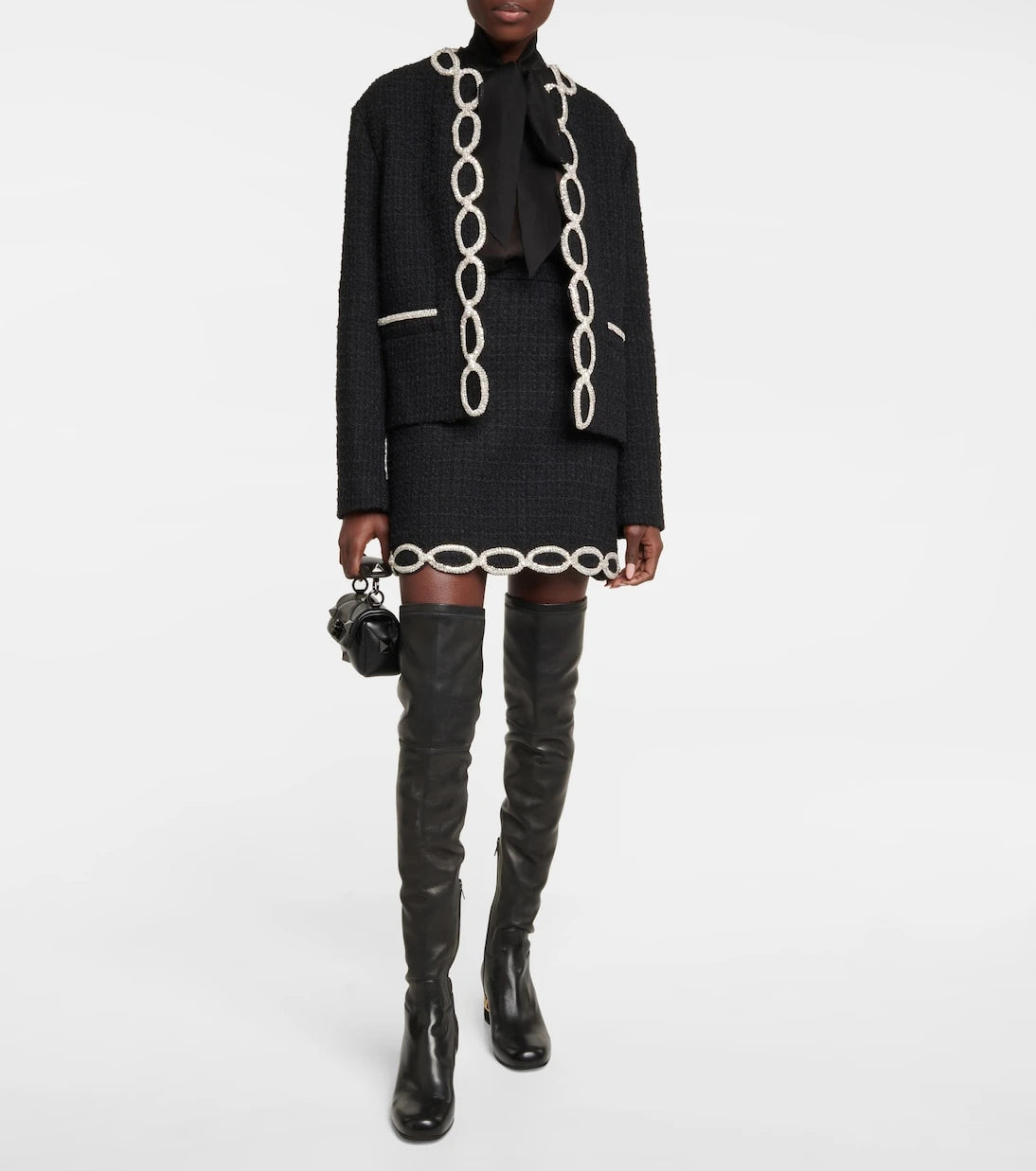 Valentino - Embellished tweed miniskirt