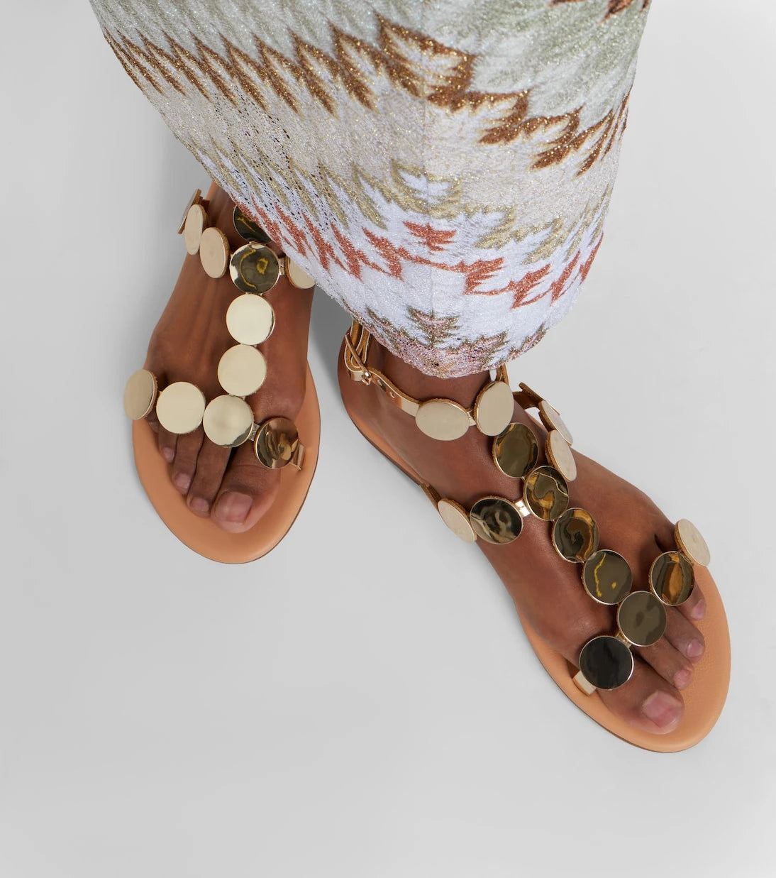 Ancient Greek Sandals - صندل المصارع Triton من الجلد المزين