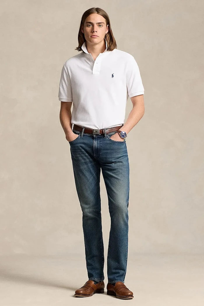 Памучна тениска с яка Polo Ralph Lauren BASIC MESH