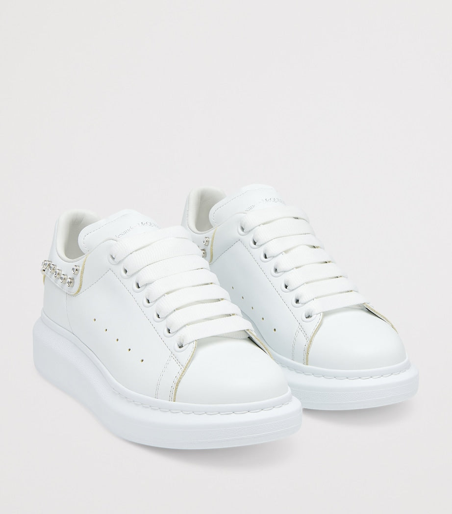 McQueen White Leather Studded Sprint Runner Sneakers