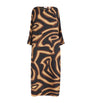 Brown Silk Labirinto Print Maxi Kaftan Dress