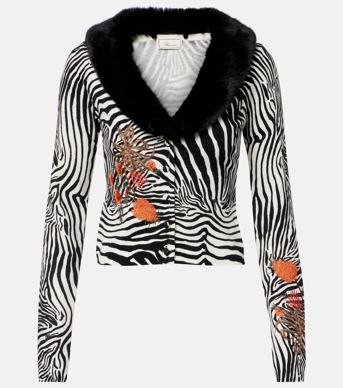 Blumarine - Printed ribbed-knit cardigan