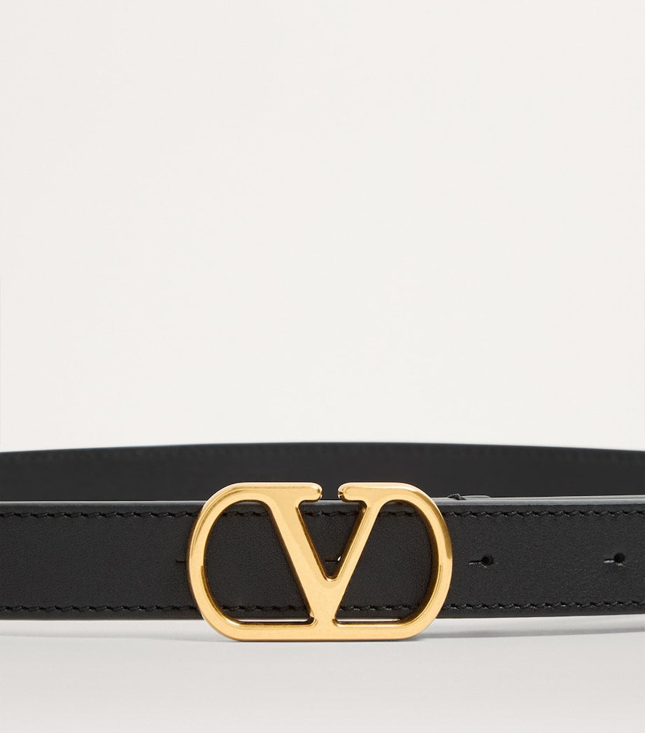 Valentino Garavani Black Leather VLogo Signature Belt