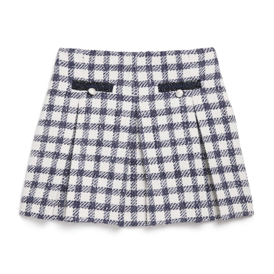 Self-Portrait Kids Check Bouclé Skirt (3-12 Years)