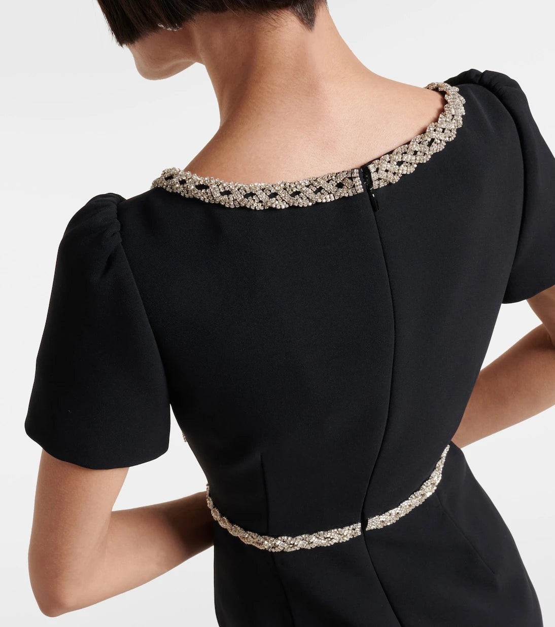 Self-Portrait - Crystal-embellished crêpe midi dress