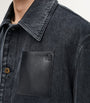 LOEWE Black Leather-Trim Denim Jacket