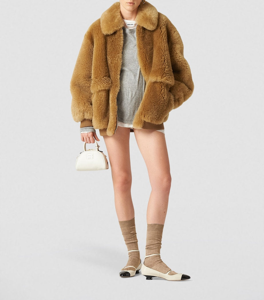 Miu Miu Grey Logo-Patch Long-Sleeve T-Shirt