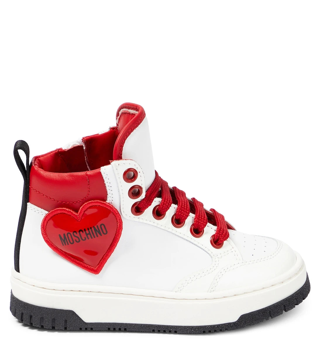 Moschino Kids - أحذية رياضية جلدية عالية الكاحل