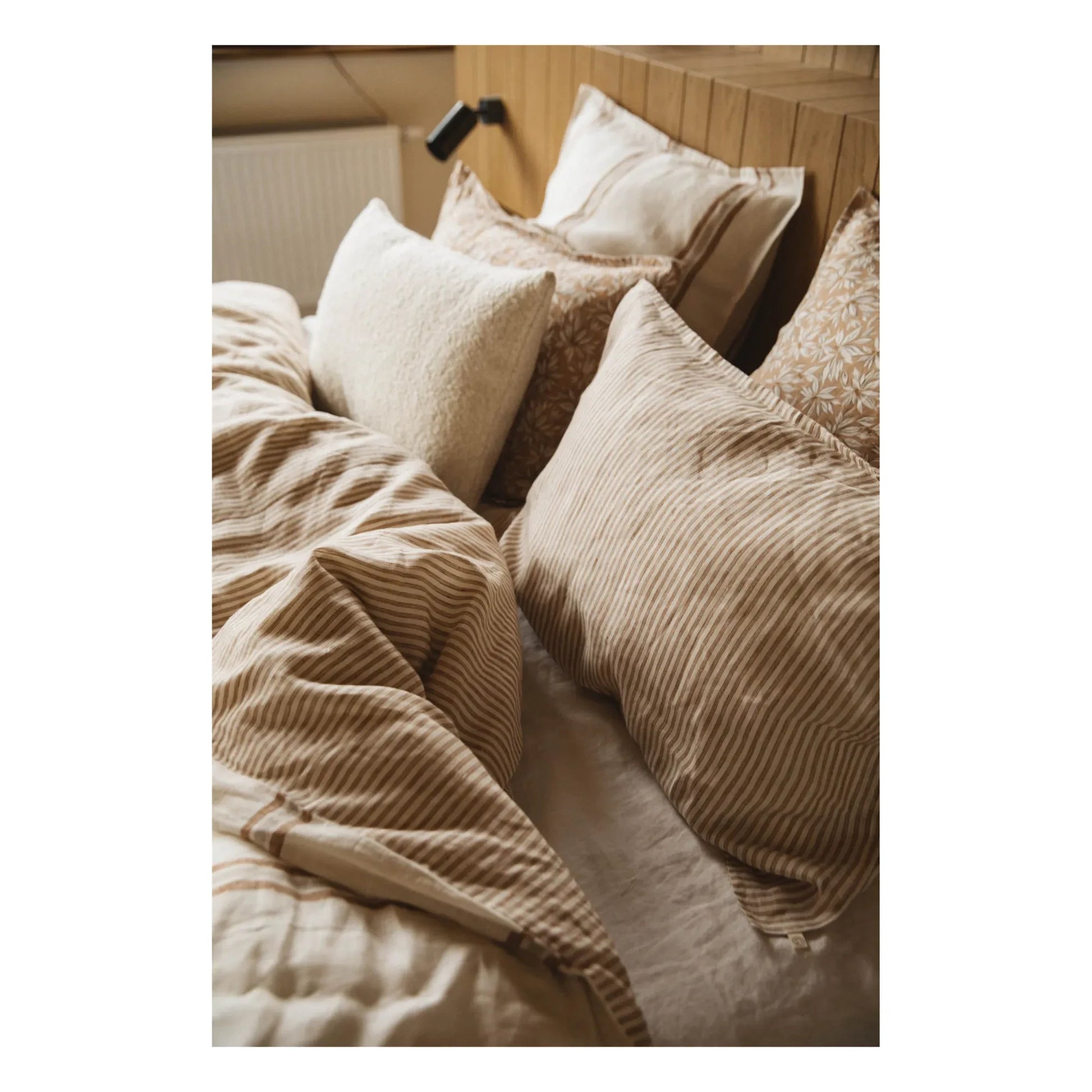 Gabrielle Paris - Striped Washed Linen Pillowcase | Coffee