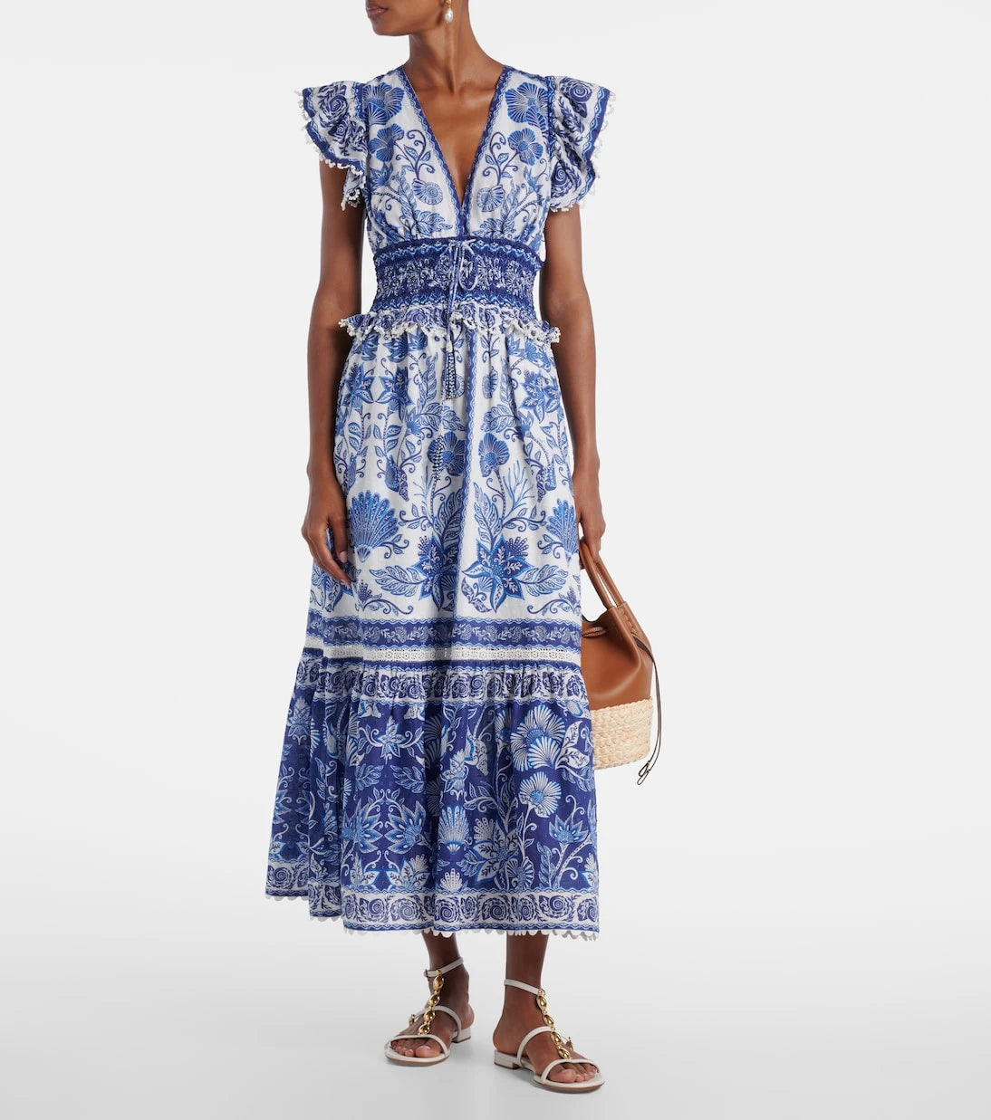 Farm Rio - Floral tiered cotton maxi dress