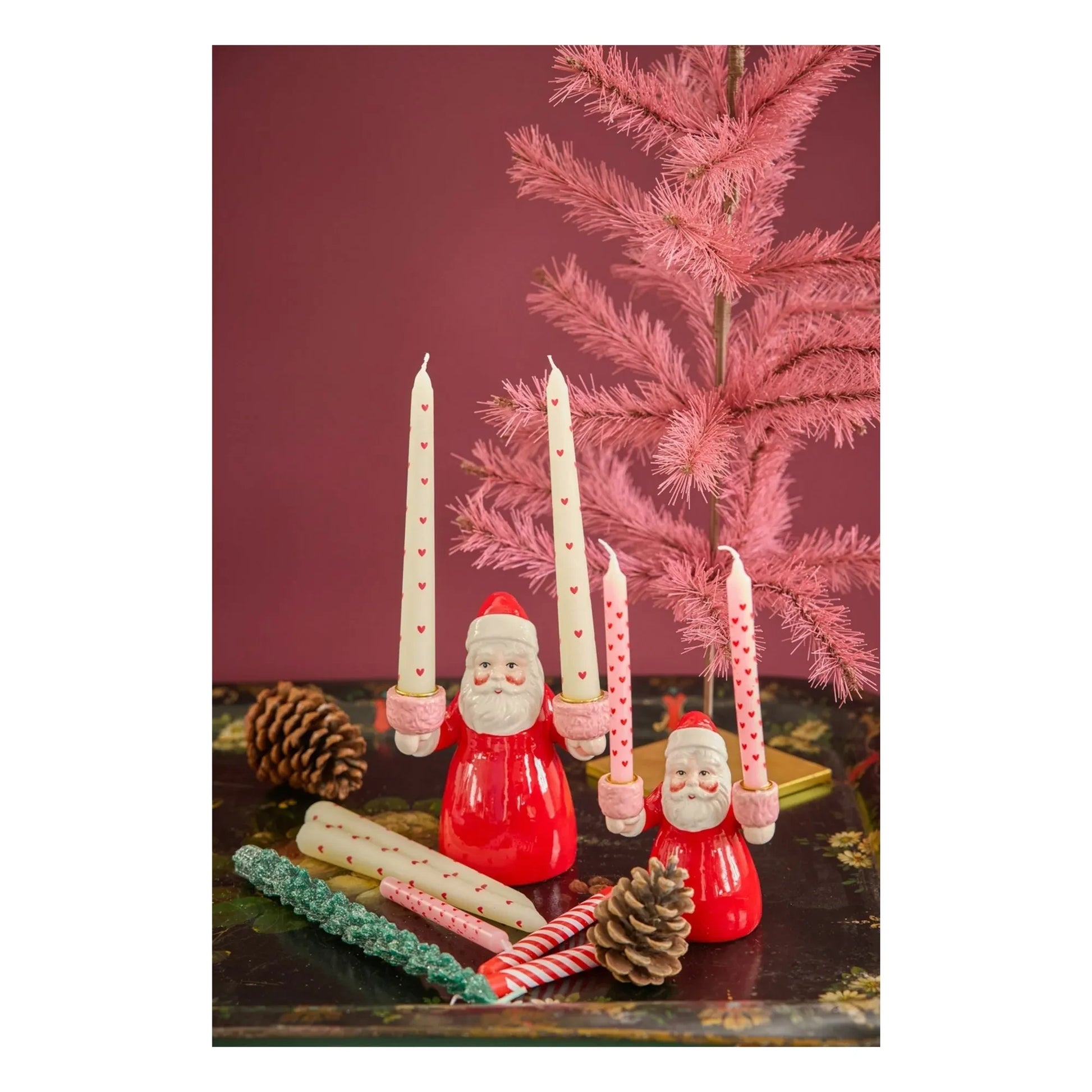 Rice - Hearts candles - Set of 2 | Pink