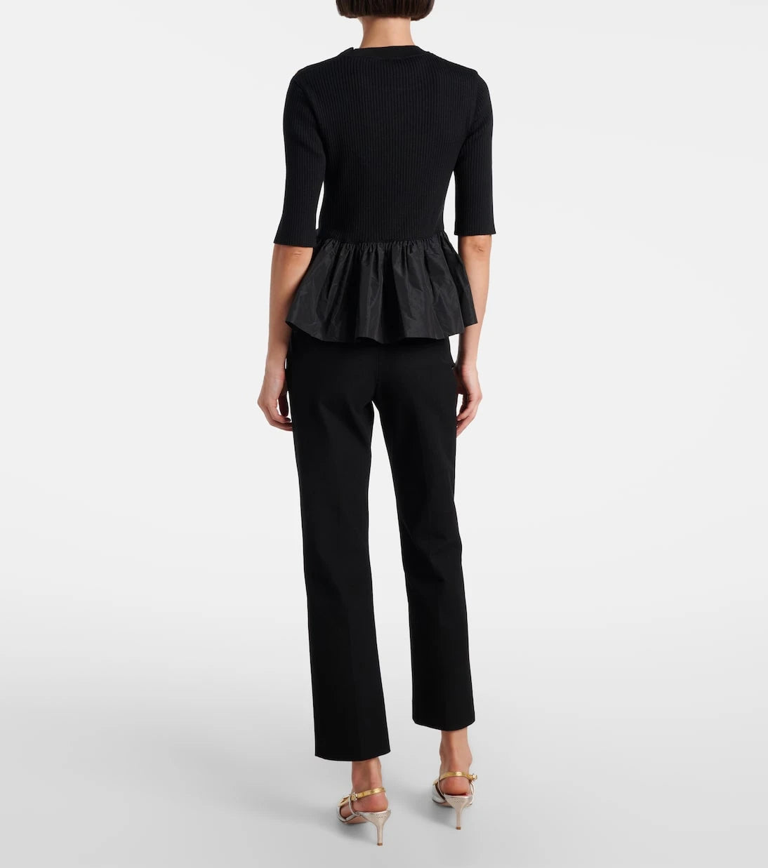 Patou - Ribbed-knit peplum wool top