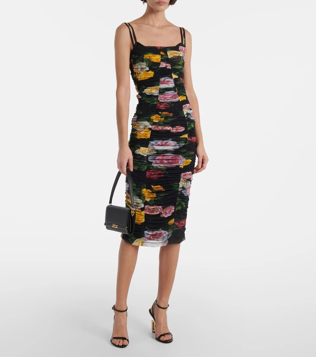 Dolce&Gabbana - Floral ruched tulle midi dress