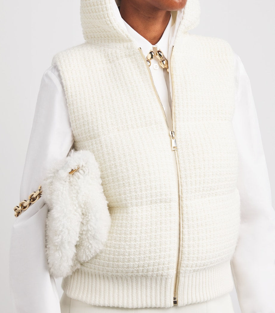 Fabiana Filippi White Wool-Silk-Cashmere-Blend Hooded Gilet
