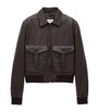 Saint Laurent Brown Shearling-Collar Leather Jacket