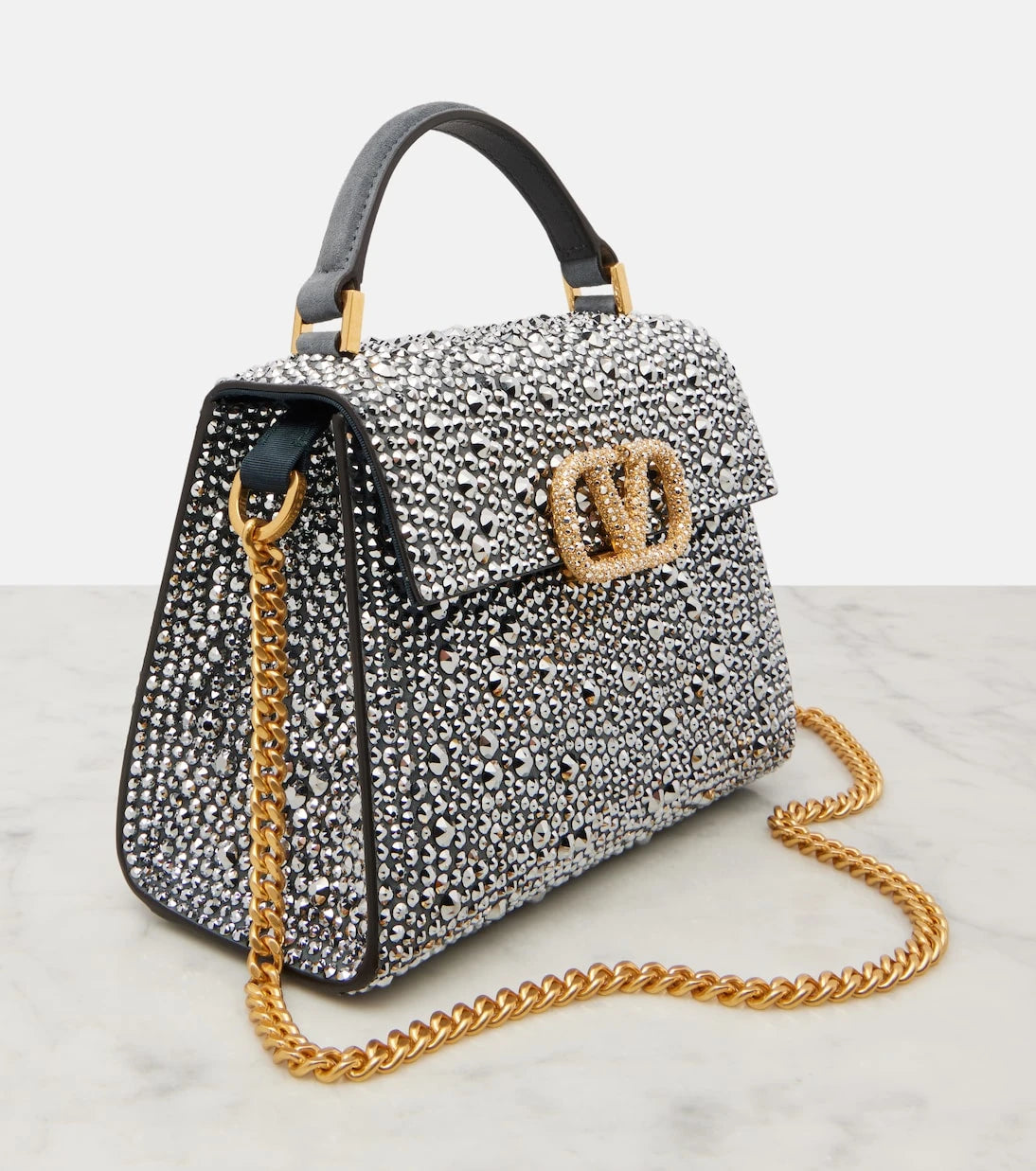 Valentino Garavani - VSling Small embellished suede tote bag