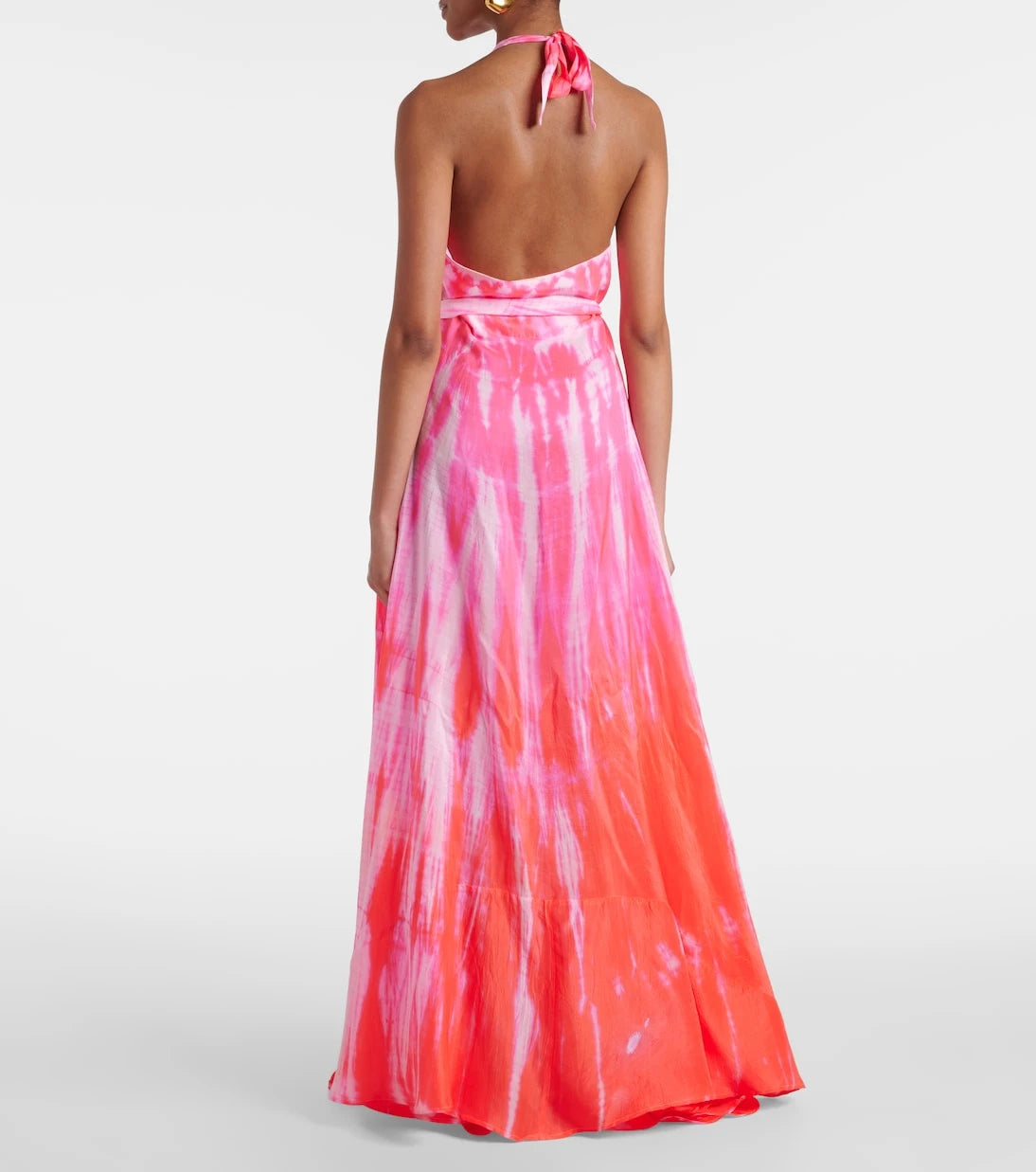 Anna Kosturova - Tie-dye halterneck silk wrap dress