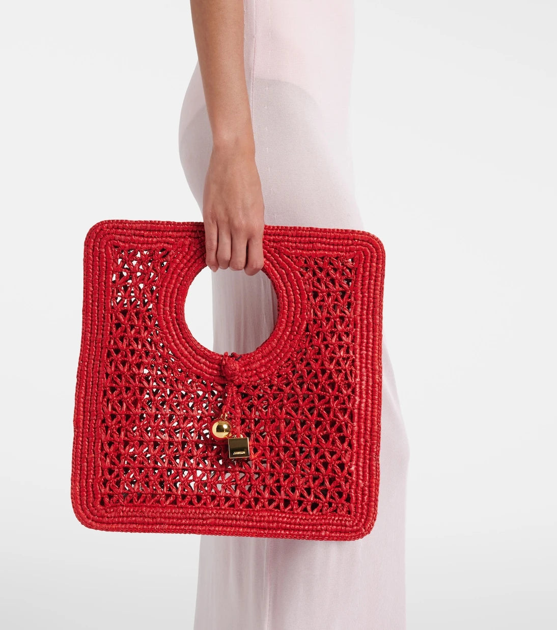 Jacquemus - Spiaggia Small raffia top-handle bag