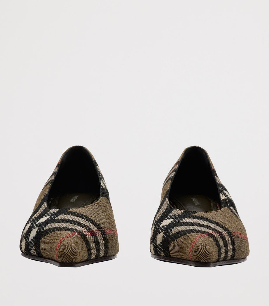 Burberry Beige Check Cameo Pumps 55