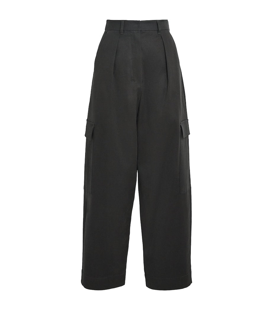 Green Wide-Leg Cargo Trousers