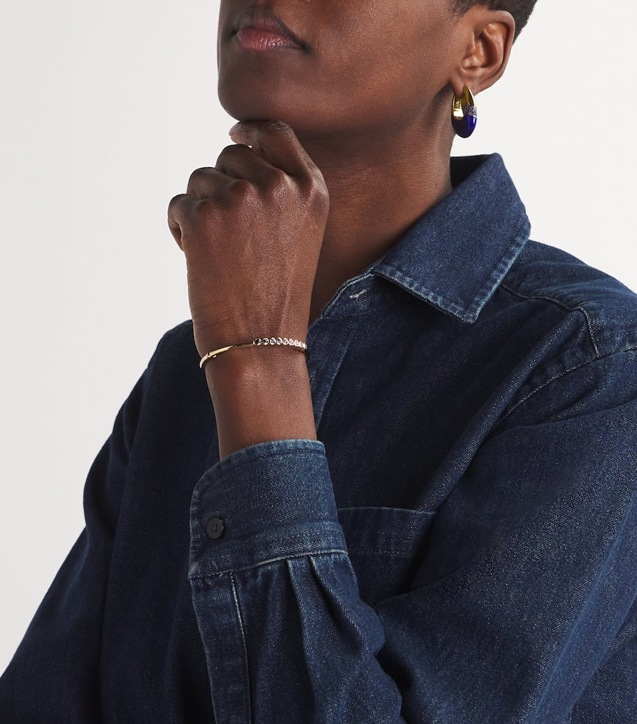 Yellow Gold, Lapis and Sapphire Bernadette Oval Earrings