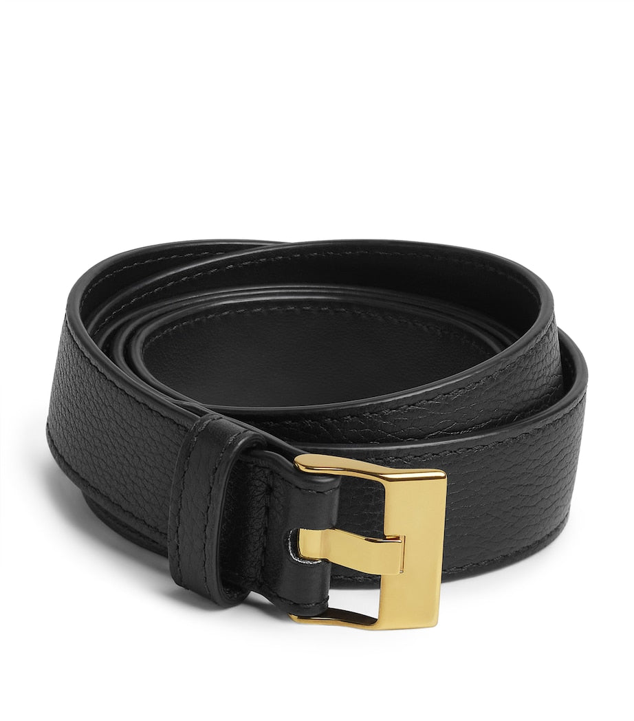 Bottega Veneta Black Leather Intrecciato Weave Belt