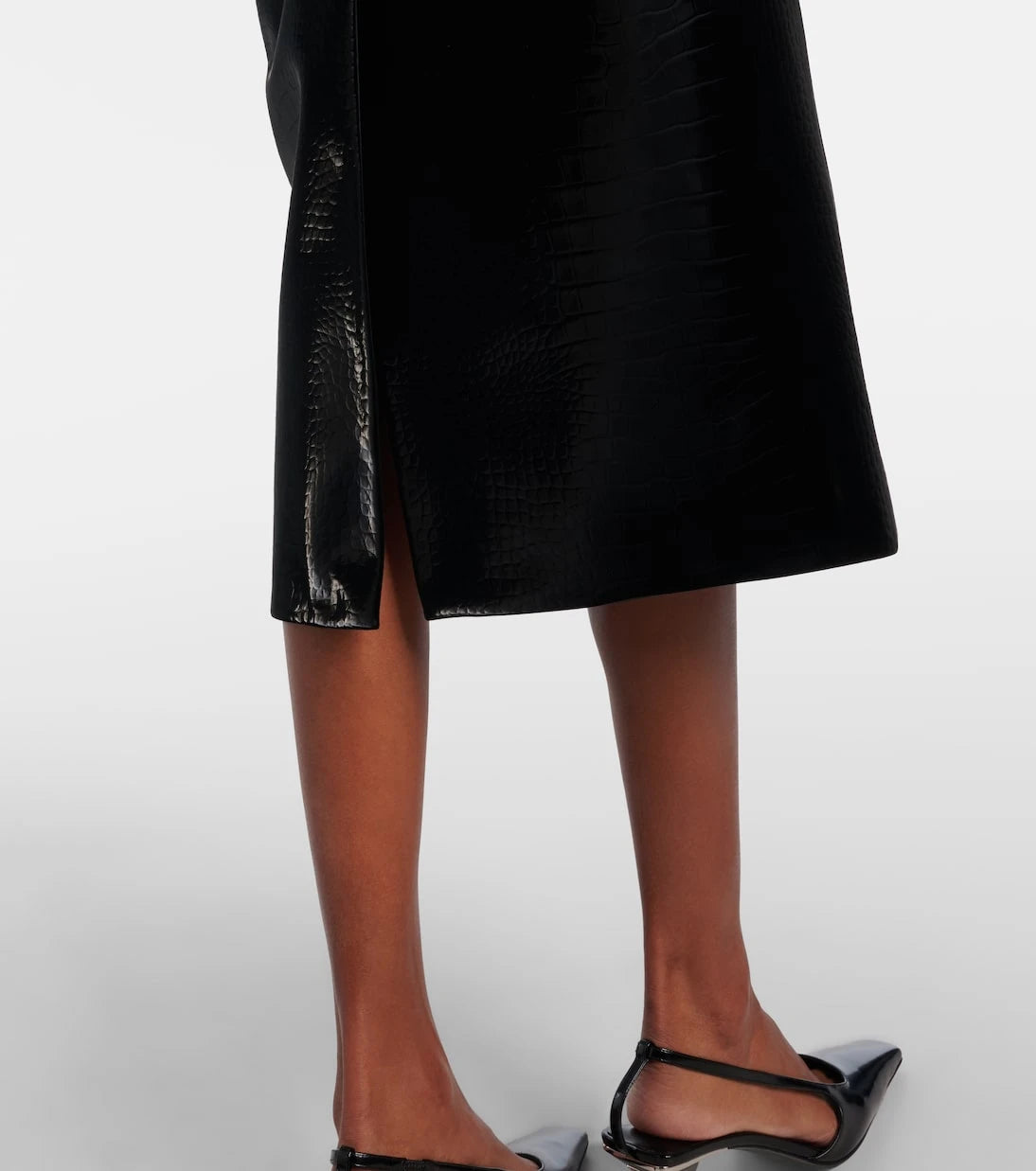 Gucci - Croc-effect leather pencil skirt