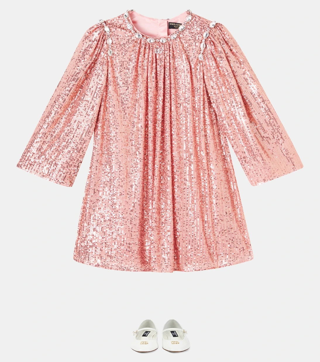 Dolce&Gabbana Kids - فستان بترتر مزين بشعار DG