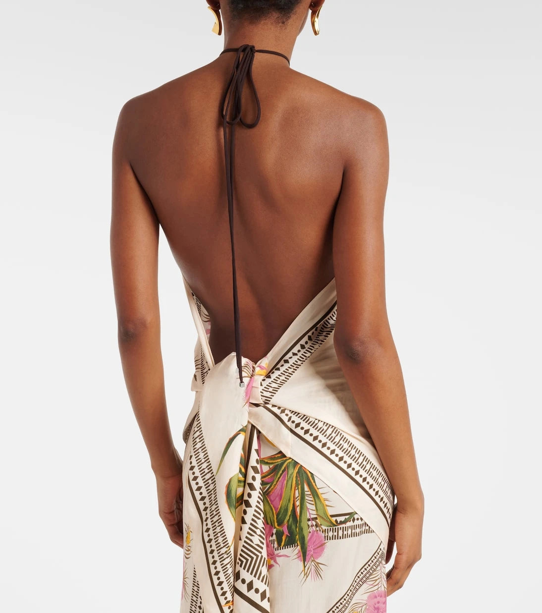 Blumarine - Desenli halter yakalı gabardin üst