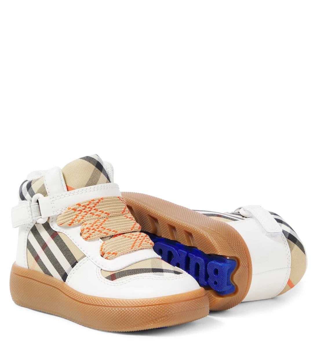 Burberry Kids - Burberry Check leather and canvas sneakers