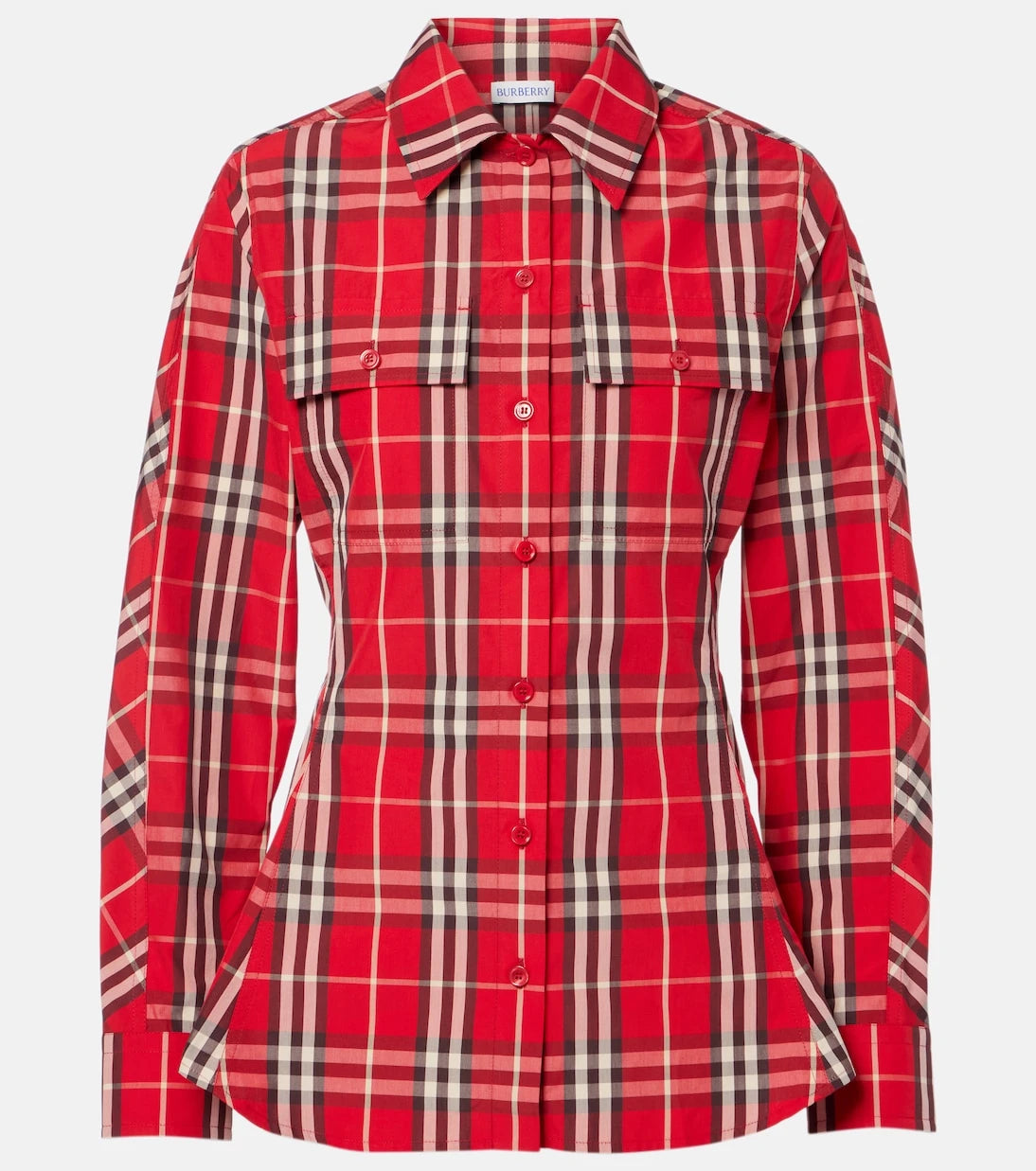 Burberry - Burberry Check peplum cotton shirt