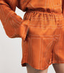 Orange Silk Embroidered Monogram Shorts