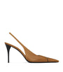 Saint Laurent Brown Leather Babylone Slingback Pumps 90