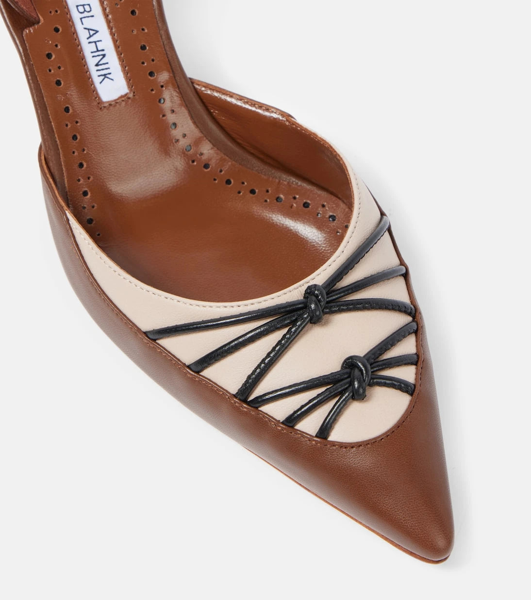 Manolo Blahnik - Maretsli 50 deri arkası açık topuklu ayakkabı