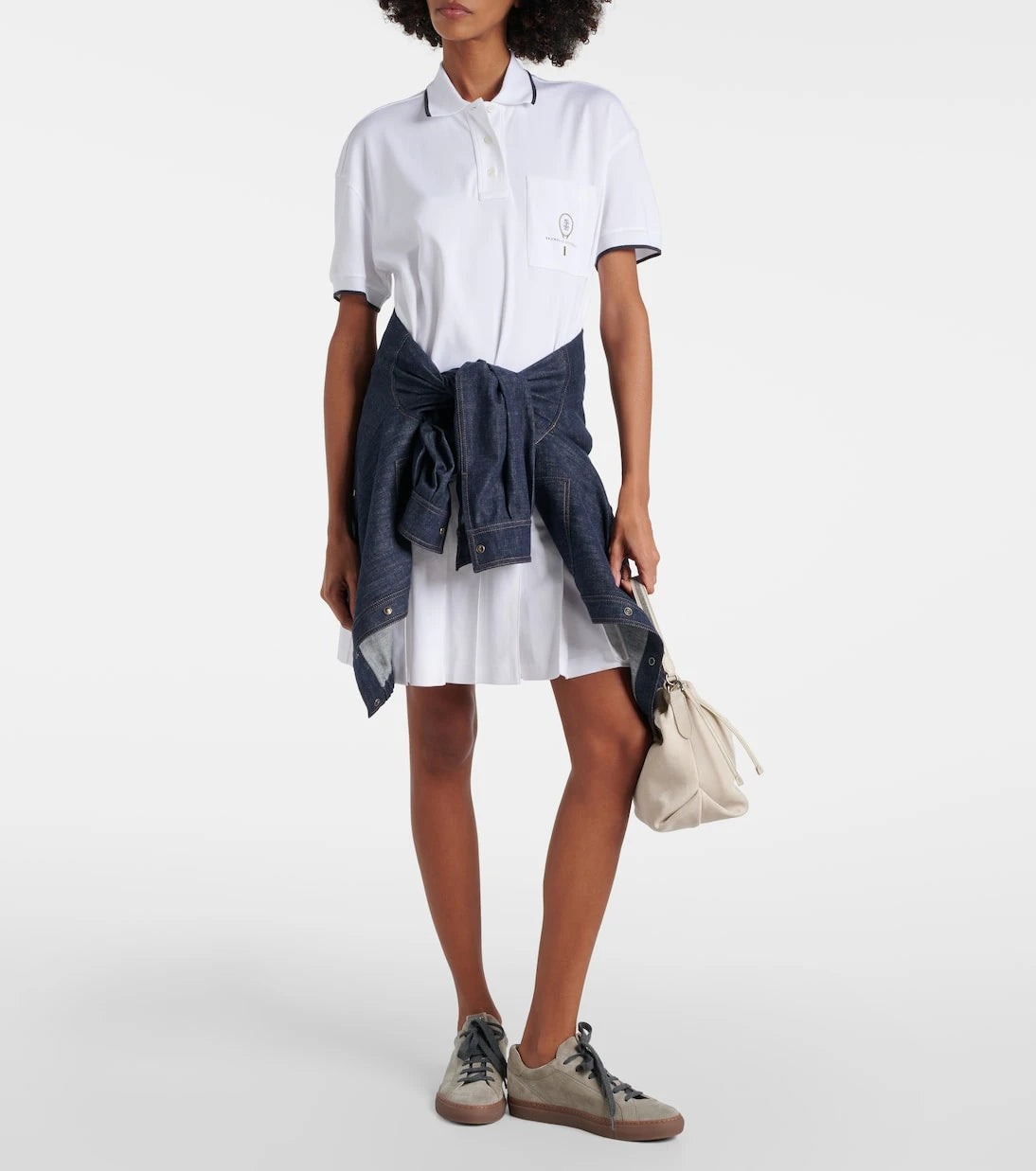 Brunello Cucinelli - Pleated cotton polo dress