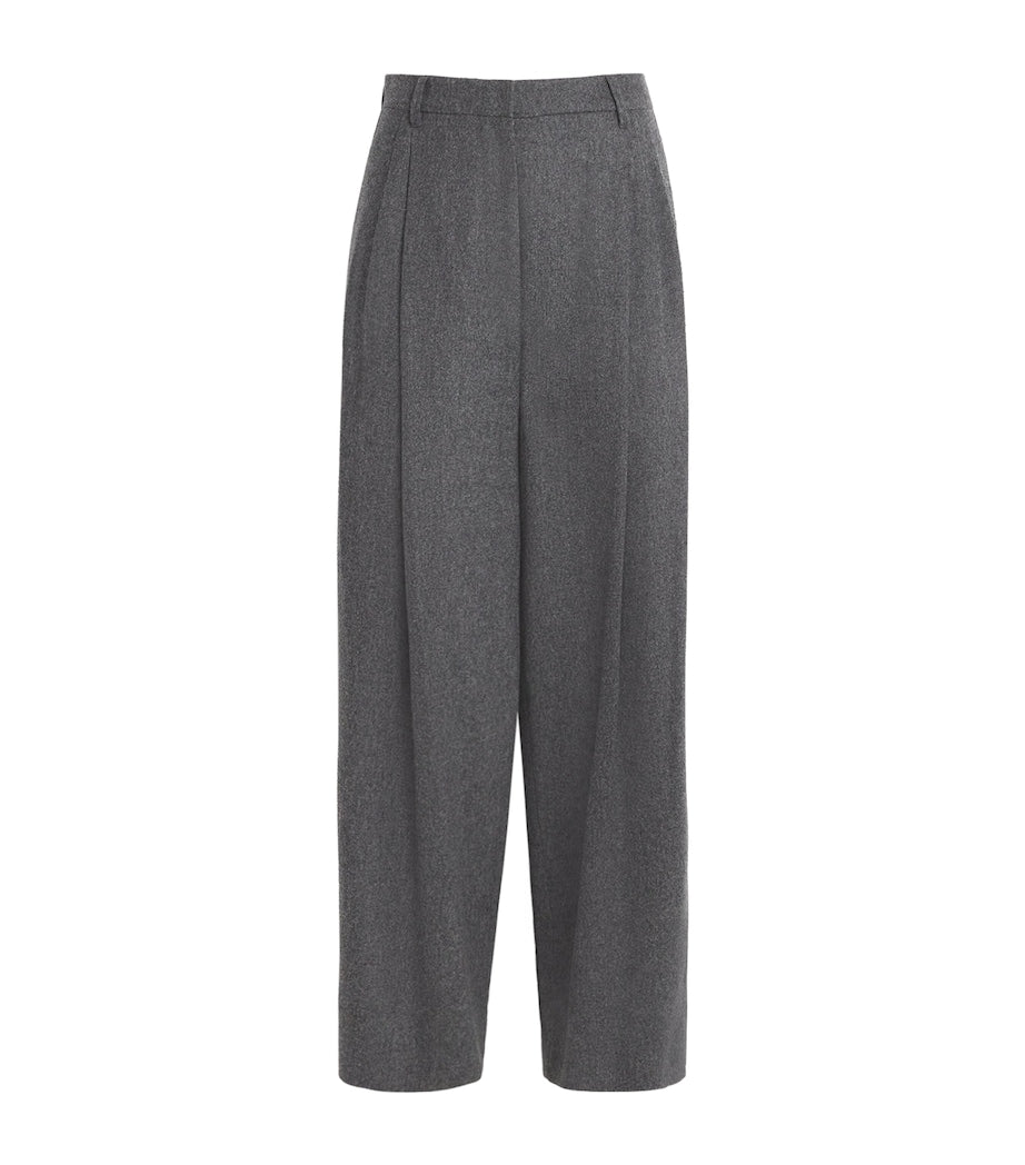 Max Mara Grey Stretch-Wool Flannel Trousers