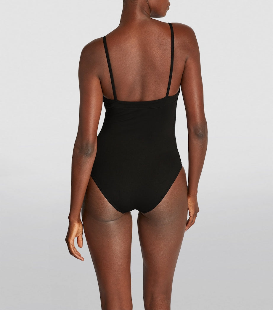 Eres Black Square-Neck Aquarelle Swimsuit