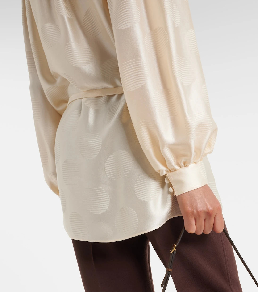 Valentino - Belted silk jacquard shirt